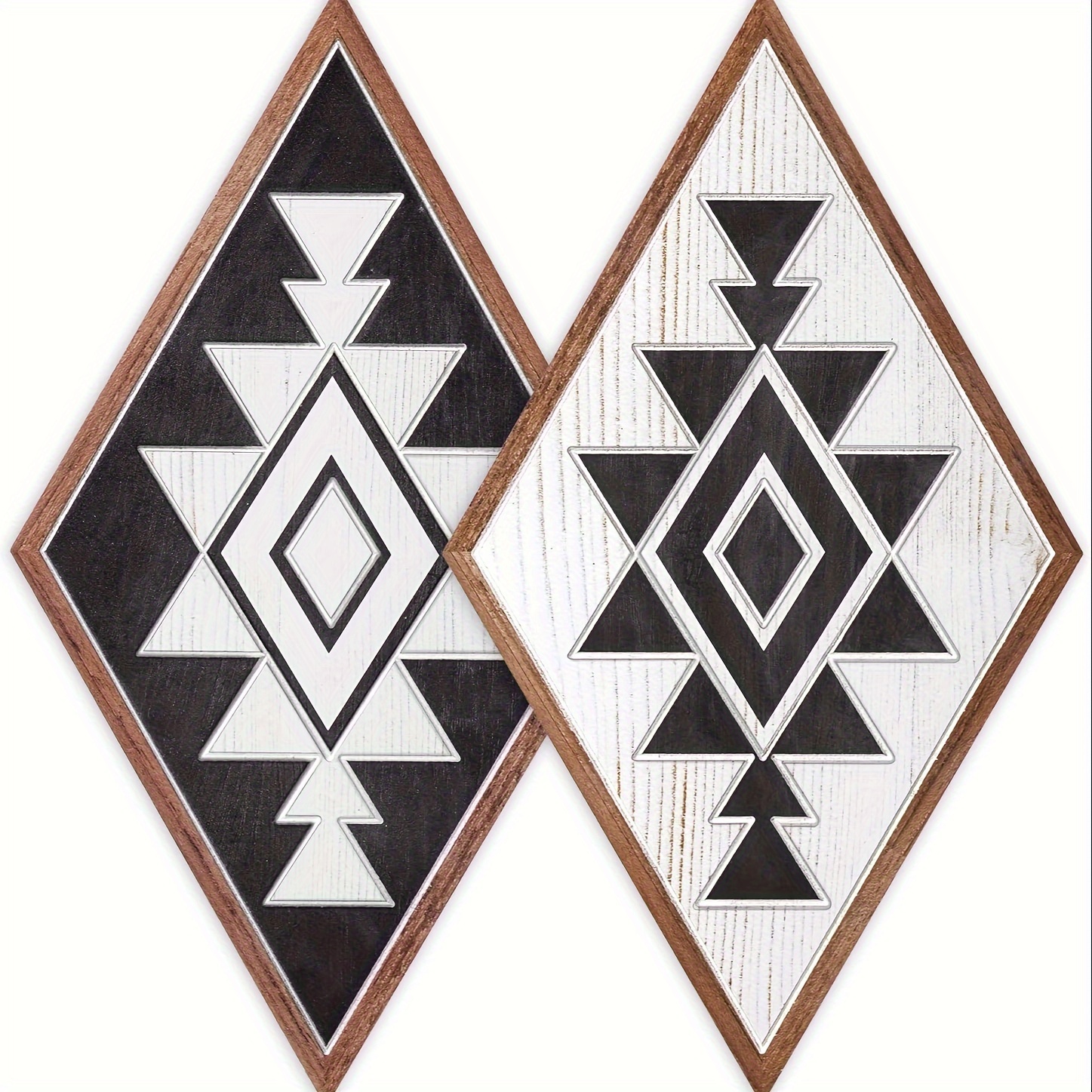 

2pcs, Aztec Wall Decor, 17x 9 Inch Geometric Diamond Wall Decor, Decors Aztec Signs Wall Art For Living Room Bedroom Office Home Seasonal Holiday Decorations, Decorative Sign & Plague