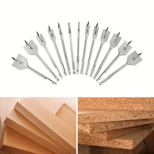 13pcs spade drill bit sets alloy steel paddle flat bit change shank flat wood hole cutter fit for woodworking assorted bits with nylon storage pouch 1 4 to