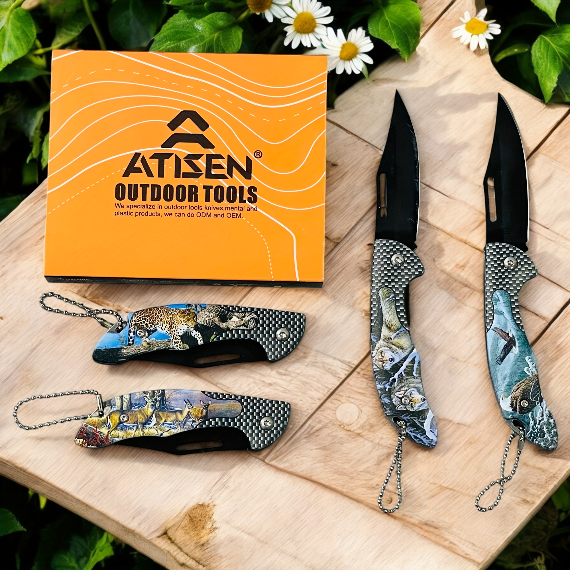 TEMU 4pcs Animal Pattern Folding Kitchen Knives Set With High-quality Stainless Steel Blades, Sharp And . Ergonomic Handles, Easy To Store, Perfect Gift For Cooking Enthusiasts. Local Warehouse.