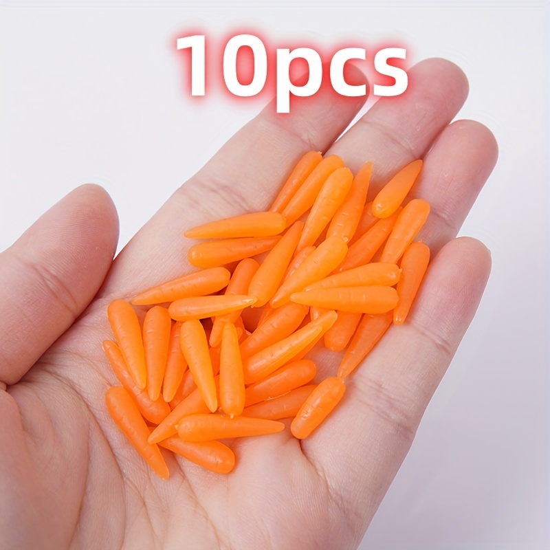 TEMU 10pcs Simulation Mini Fake Carrots, Diy Miniature Scene Decorations, Mini Carrots, Suitable For Diy Handmade 3d Mini Accessories, Epoxy Resin