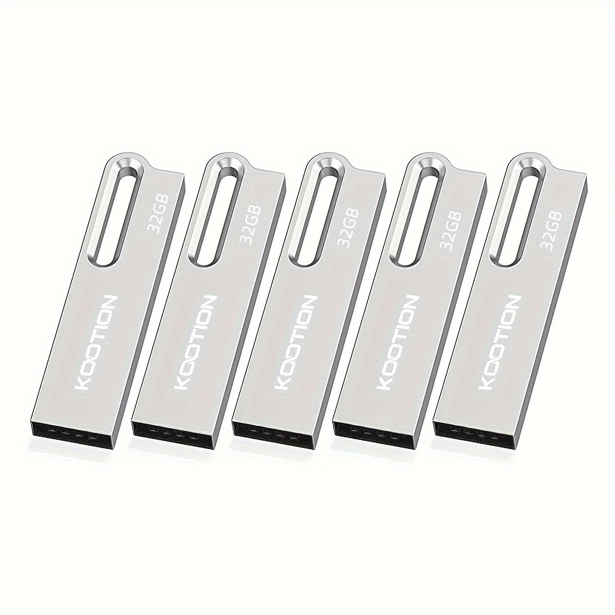 Kootion 5pcs 64gb 34gb 16gb 8gb Flash Drive Metal Usb Drive 64gb 34gb 16gb 8gb Usb 2.0 Usb Flash Drives With Keychain (silver)