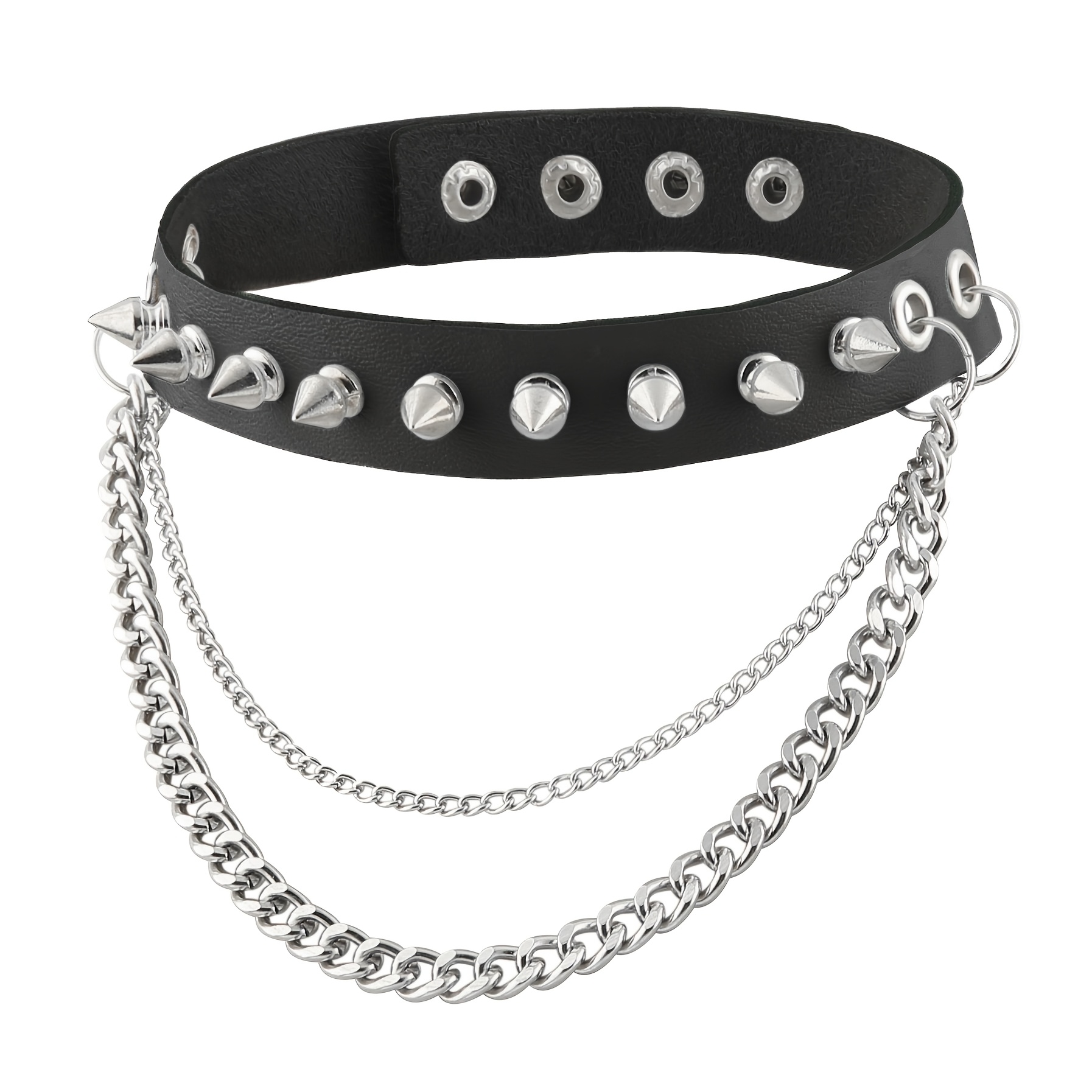 fashion women men cool punk goth spike studded link pu - Temu