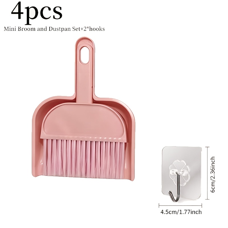 TEMU Mini Broom And Dustpan Set For Small Household Use, Mini Desktop Dust Brush With Soft Bristles, Bed Brush, Window Sill Brush, Random Color, Car