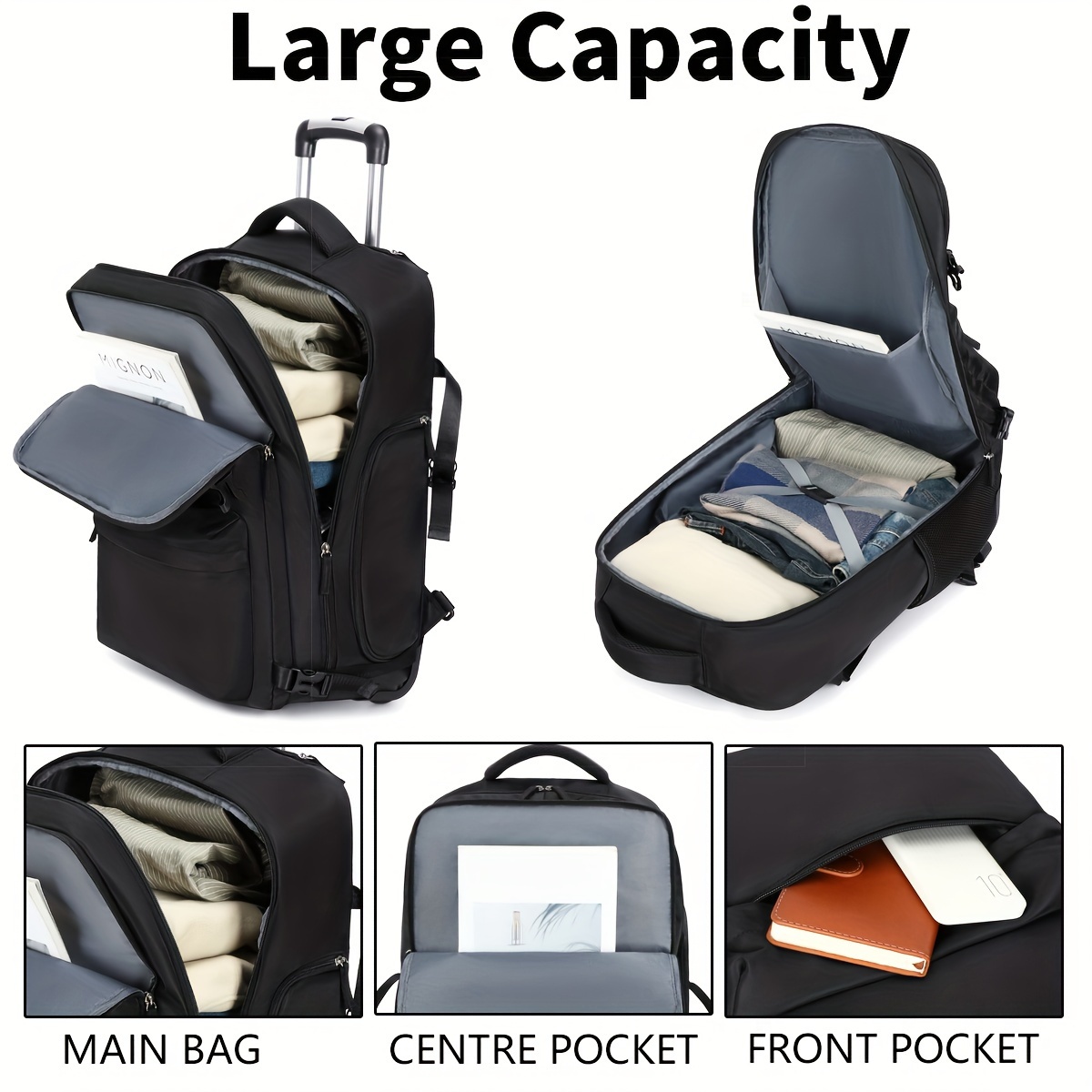 travel rolling backpack travel bag wheels large backpack - Temu Germany