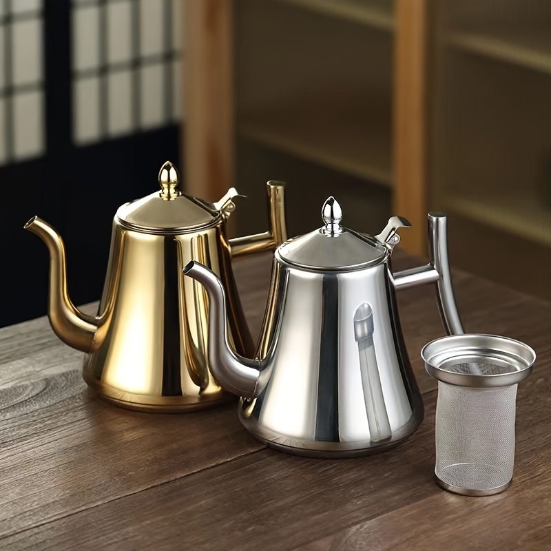 

Stainless Steel Teapot Set With Detachable Infuser - Includes Coffee Pot & Filter, Elegant Gift Box - Perfect For Home, Restaurant, Outdoor Use - Dishwasher Safe