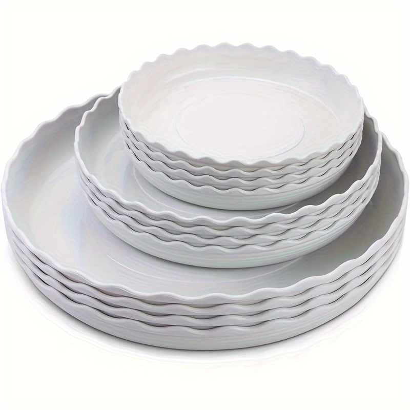 

12pcs -duty Plastic Saucers - Round , Trays For & Use, 6"/8"/10