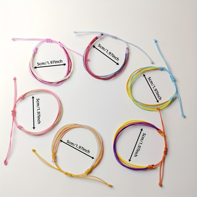 6pcs Colorful Waterproof Wax Cord Braided Bracelets-Adjustable Lightweight