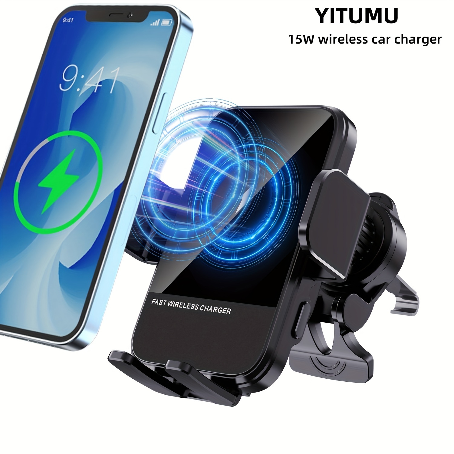 

Yitumu 15w Wireless Car Charger, Automatic Clamping Fast Charging Air Outlet, Usb Type-c, Compatible With Samsung, Lg, , And More, Usb Charging, ≤36v Operating Voltage, No Battery Required