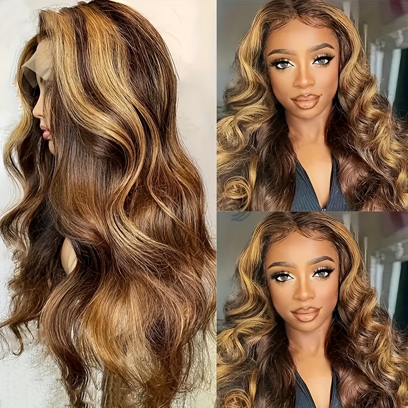 Transparent Lace Frontal Wig Body Wave 13x4 Highlight 4p27 Human Hair Amazon.com : 13x4 Body Wave Lace Front Wigs Human Hair Pre  main image 2