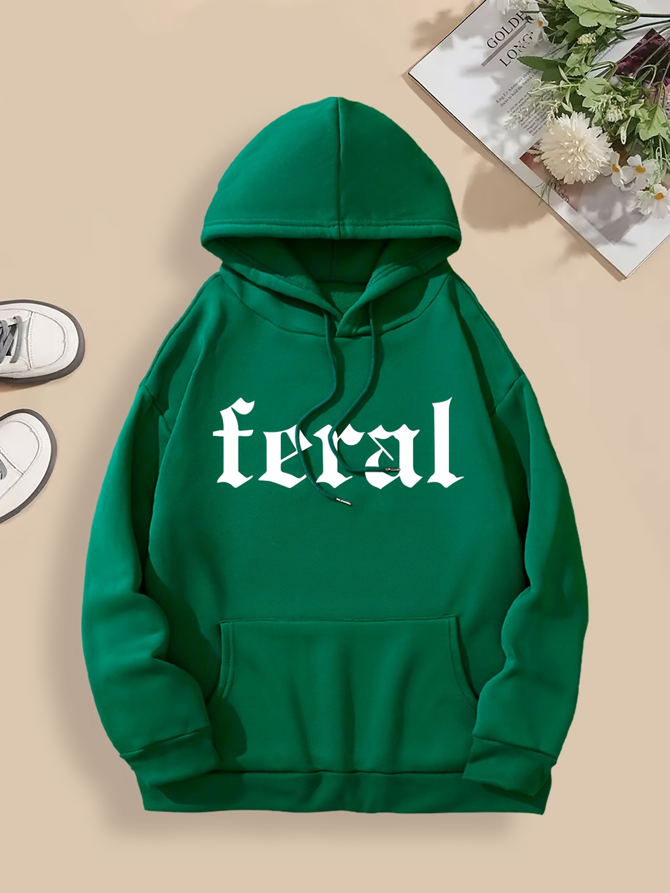 damen plus size casual kapuzen sweatshirt alphabet print Temu - Main Image