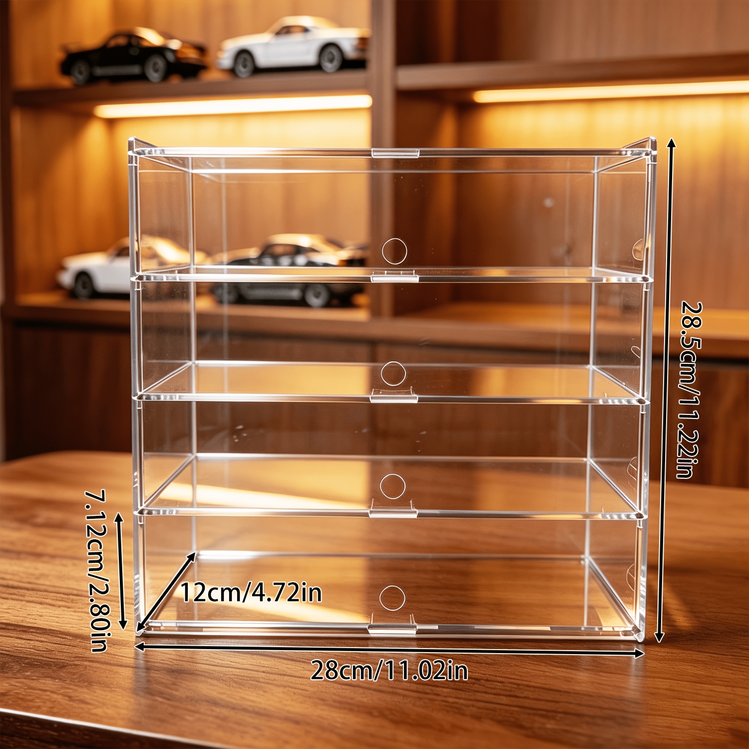 TEMU 1 4-tier Transparent Acrylic Display Case. Model Car Storage Box. Detachable Structure With A Design. Suitable For Collecting And Displaying