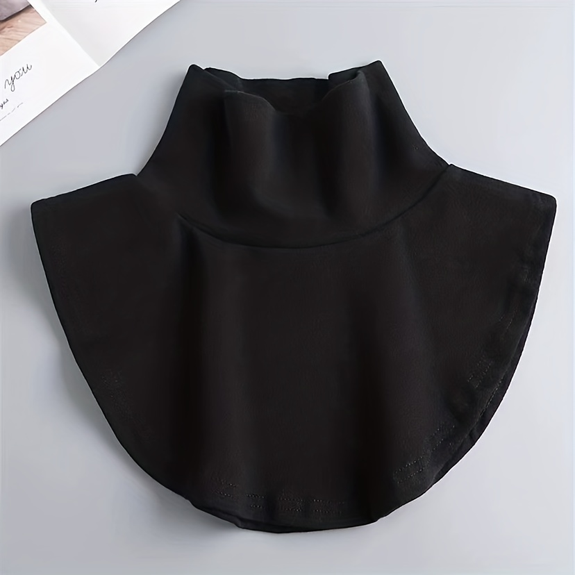 Solid Color High-stretch D-velvet High Neck Detachable Collar Base Layer Decorative Collar Brushed Fabric Warm Cervical Spine Protection For Autumn/winter, Unisex