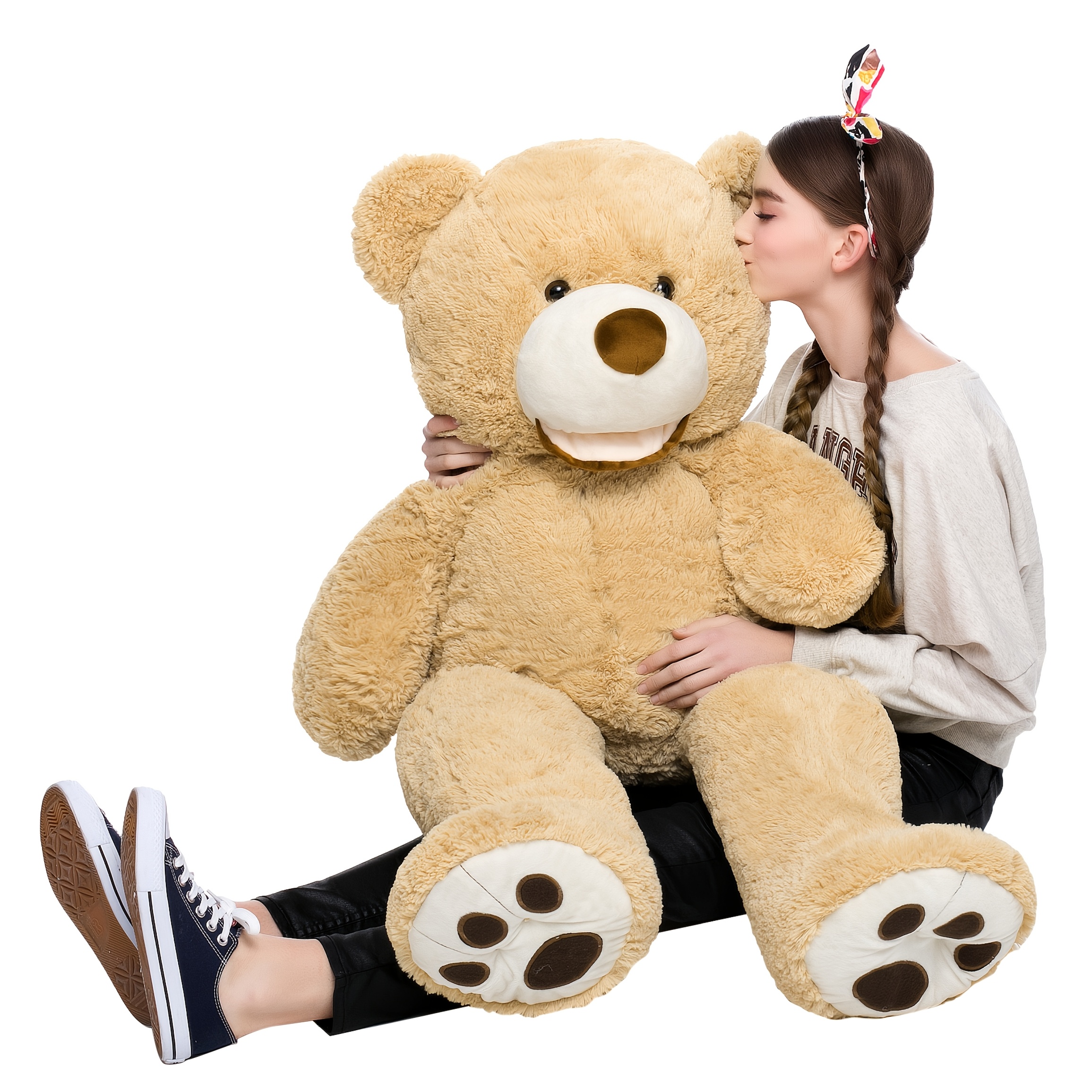 

Maogolan Teddy Stuffed Animal, 39 Inches Big Teddy Bear Plush Toy, Soft And Cuddly Teddy Bear Gift For Girlfriend, Children, Kids