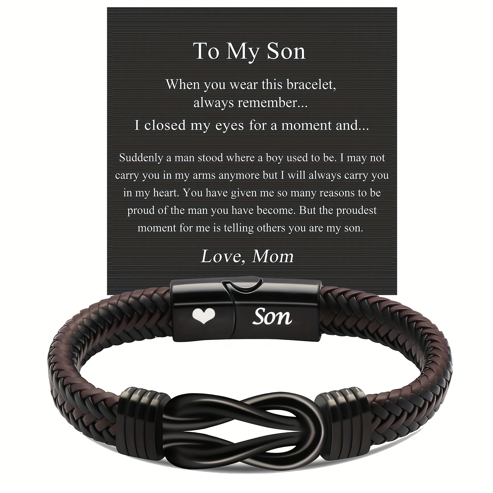 Image of 1pc Knotted Bangle Bangle Bracelet For Son From Mom, Valentine's Day Gift/birthday Gifts For Son, I Love You Gifts For Son, Father's Day Gifts For Son