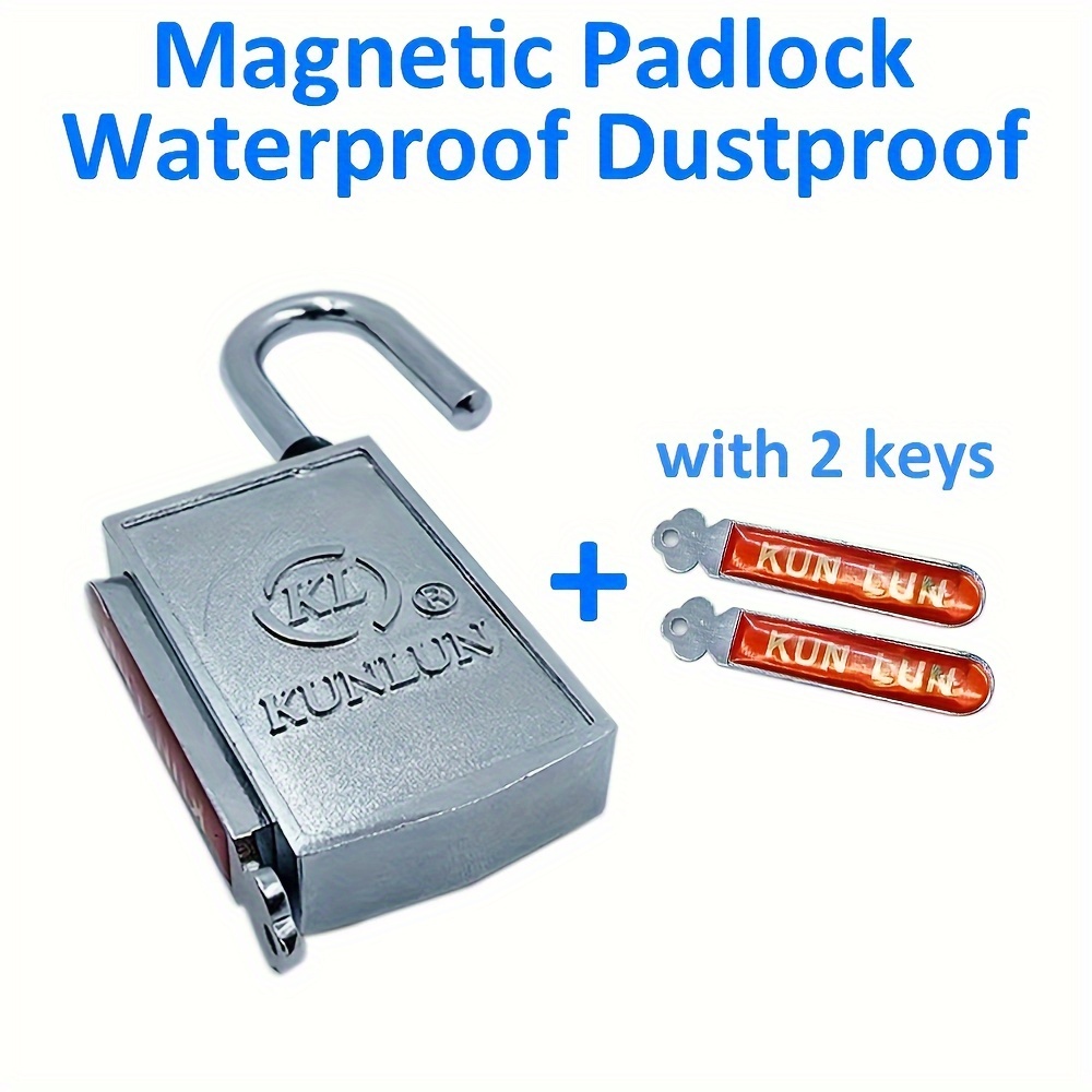 

Magnetic Padlock Waterproof Dustproof Alloy Metal With 2 Magnetic Strip Keys – Indoor/outdoor Anti-rust Lock With Non-rechargeable Use Without Electricity