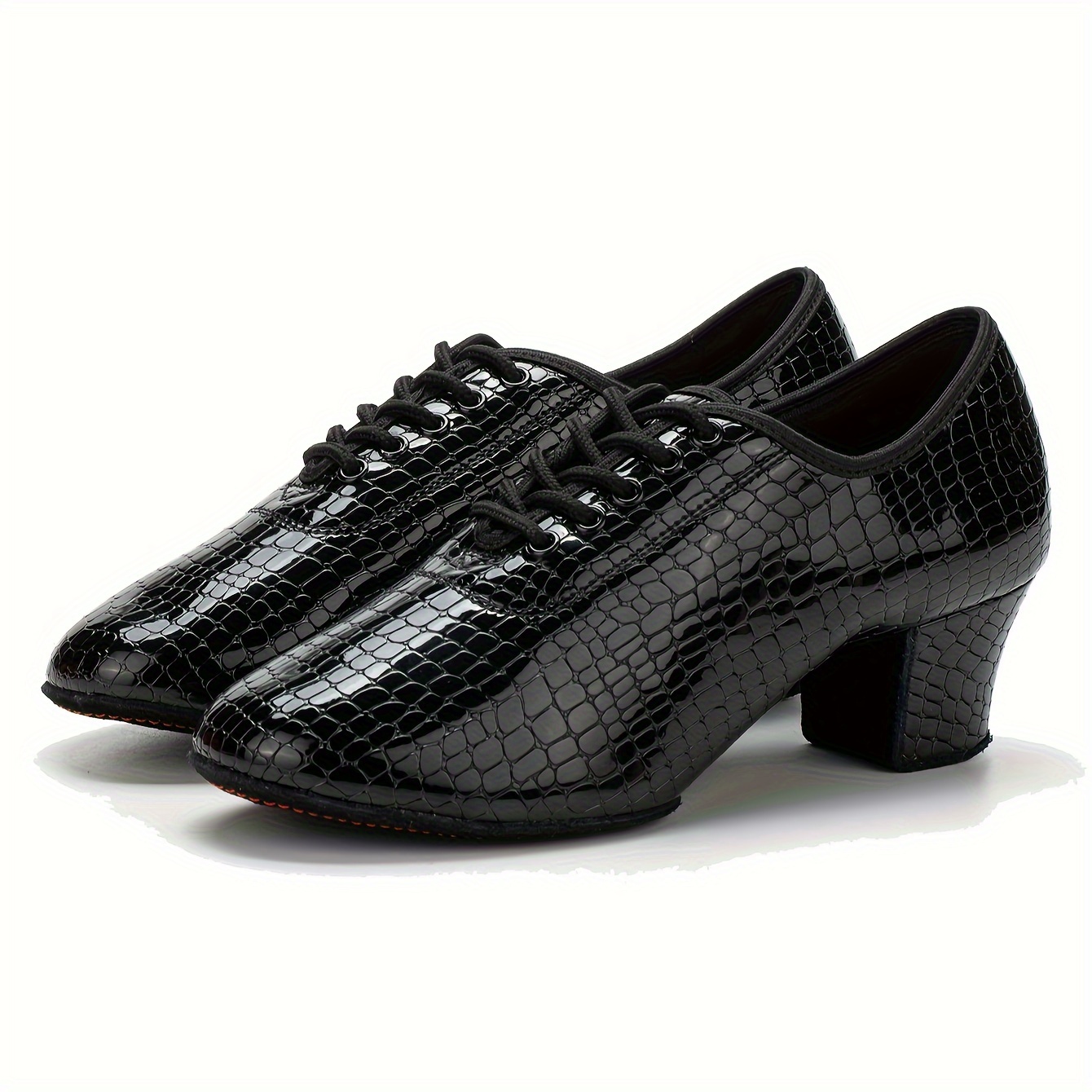 Zapatos de de mujer negros de piel sintética Cierre de cordones con  punta cerrada y dividida para salsa y latino Zapatos