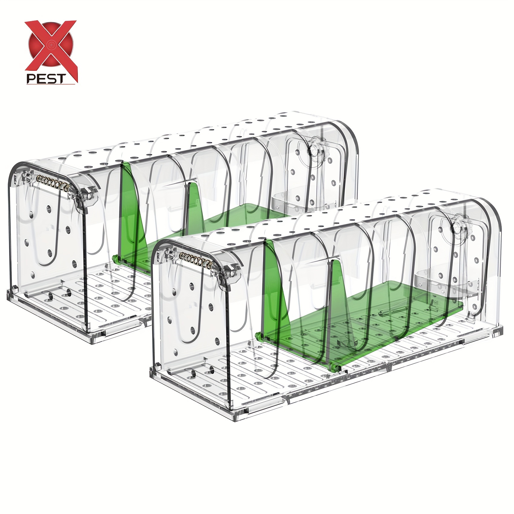 

Piège à souris en plastique transparent, 2 pièces, cage vivante à actionner avec , des rongeurs intérieur, pas besoin d'électricité ou de pile