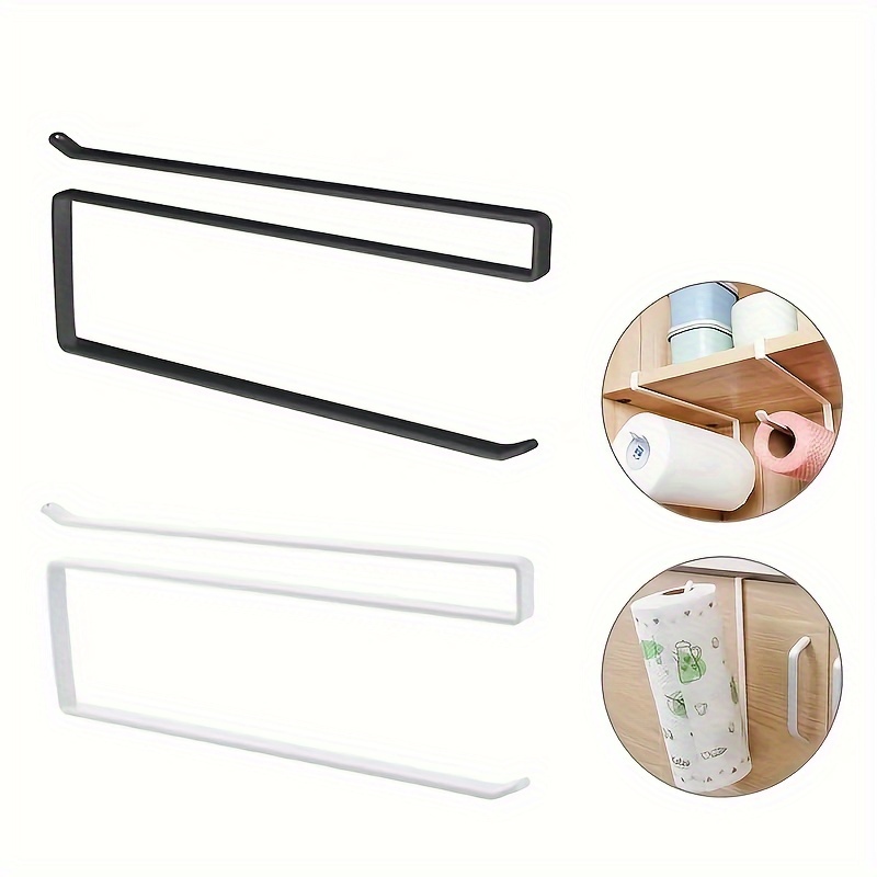 

Iron Paper Towel Holder, 1pc, Under Cabinet Flush Mount Kitchen Roll Organizer Rack, No Drilling Required