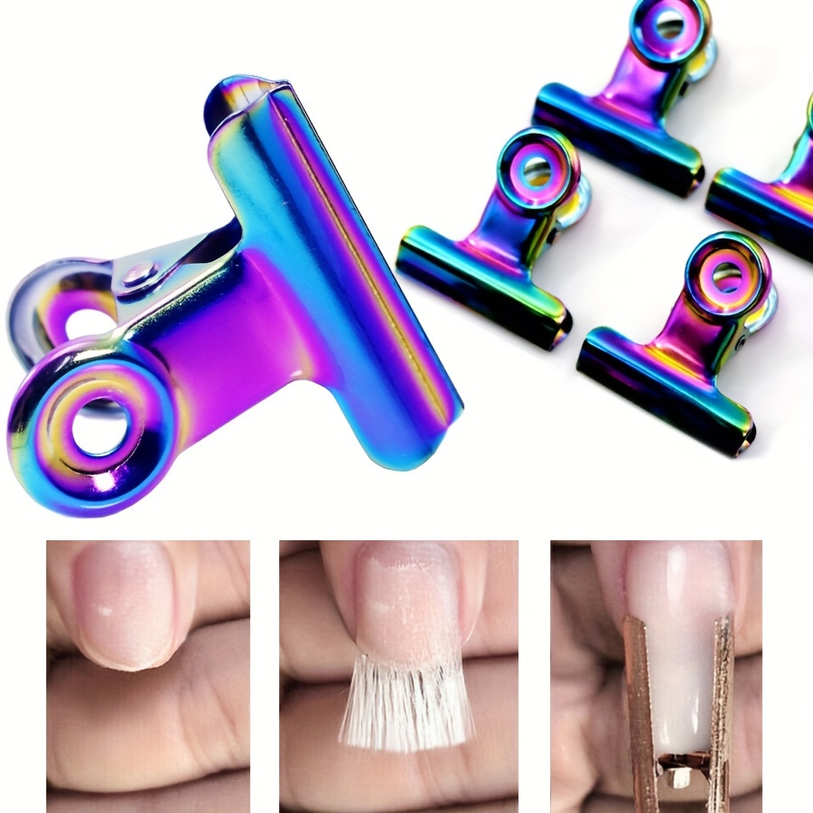 

5pcs Nail Fiber Extension Shaping Clips, Stainless Steel Nail Mold Fixing Clips, Nail Tips Manicure Tools