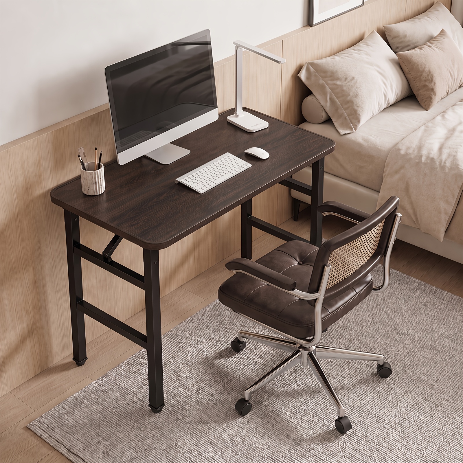 TEMU Office Desk, " Foldable Computer Desk, No Assembly, Portable Mini Desk, Reinforced , Sturdy Writing Table With Rounded Corners & Compact For