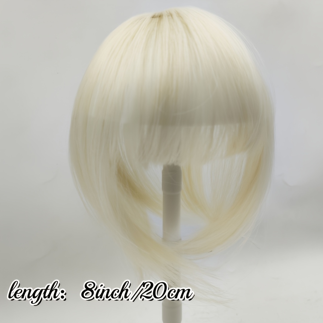 elegant 8 inch clip in hair topper with bangs for women natural looking straight synthetic hair extensions to cover thinning gray hair comfortable undetectable details 3