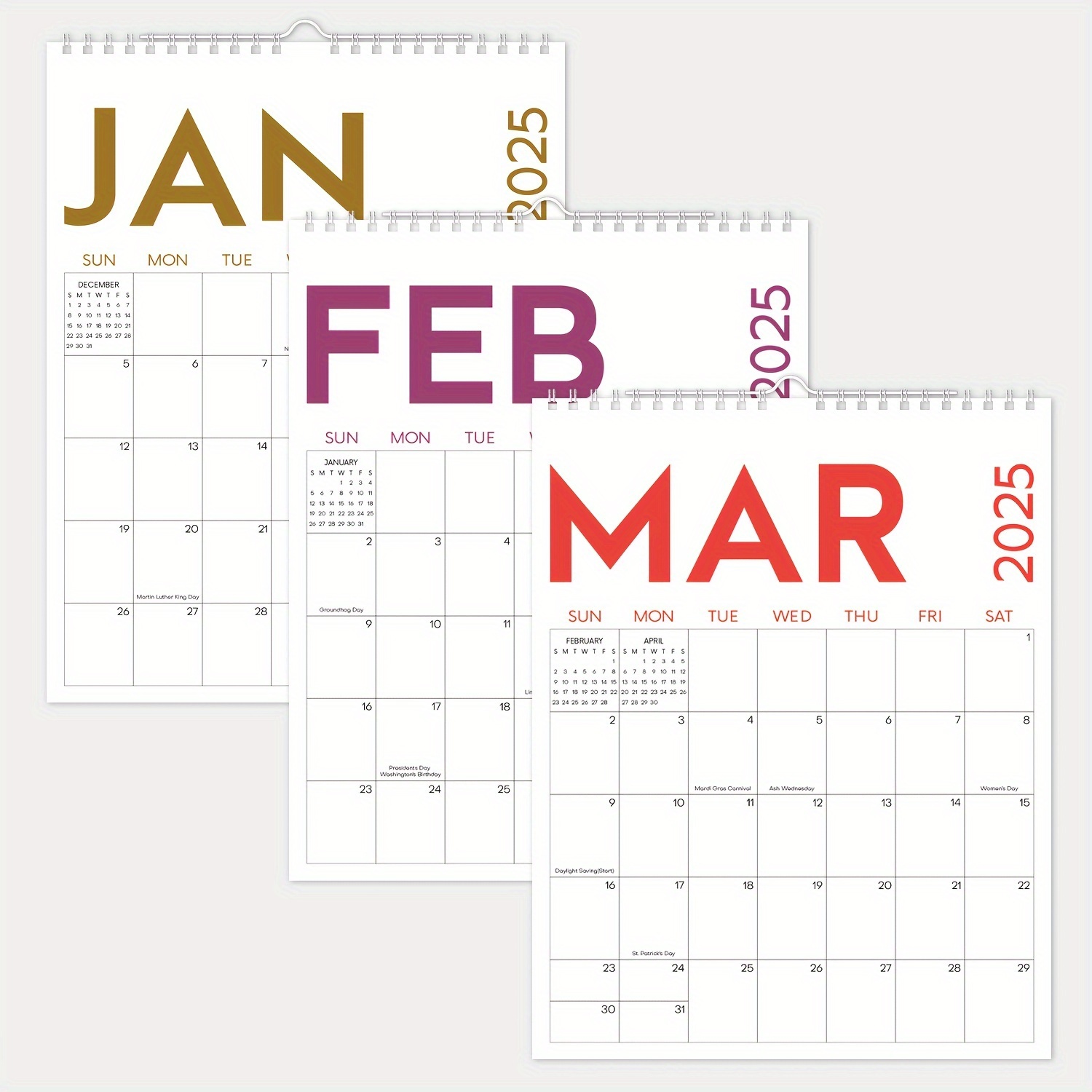 

2025 Simple Calendar, Wall Calendar, 12 Months International Holiday Office , Company Planning