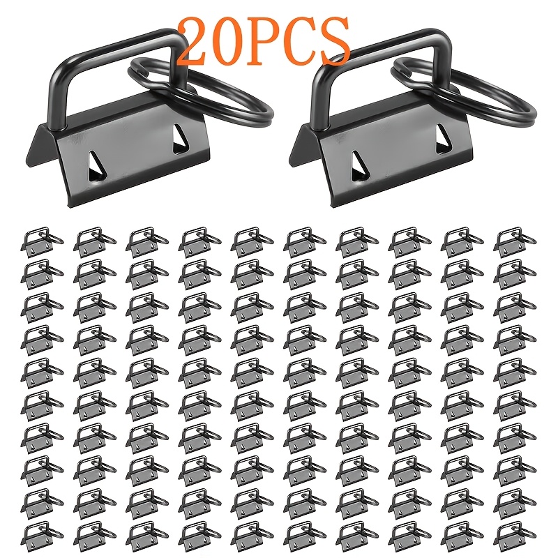 TEMU 20pcs Silvery Black Keychain Wristband With Fork Ring Tail Clip Tool, Webbing Box File Folder Hardware Diy Clips, Suitable For Belts, Ribbons,