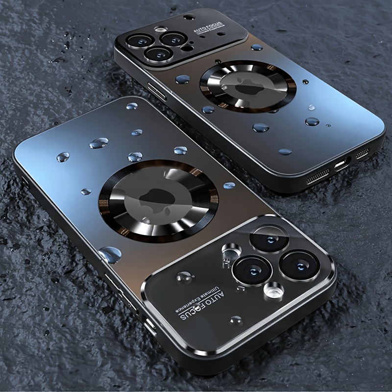 TEMU Phone Case - Luxury Glass Window Magnetic Wireless Charging Phone Case, Compatible For Iphone 17 Pro Max/17/11/12/13/14/15/16 Pro ,
