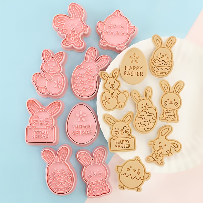 8pcs Easter Cookie Cutters Rabbit Chicken Egg Shaped Baking Tools Suitable For Easter Kitchen Holiday Party Baking Tools, Fondant Baking Tools