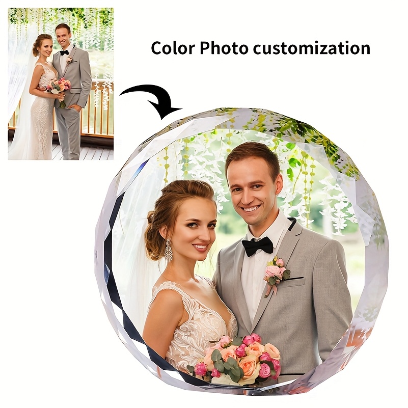 

Custom Photo Crystal Keepsake - Ideal For Weddings, Anniversaries, Pets & - Personalized Transparent Glass Ornament With Your Own Picture - Perfect Gift, Decorative Objects