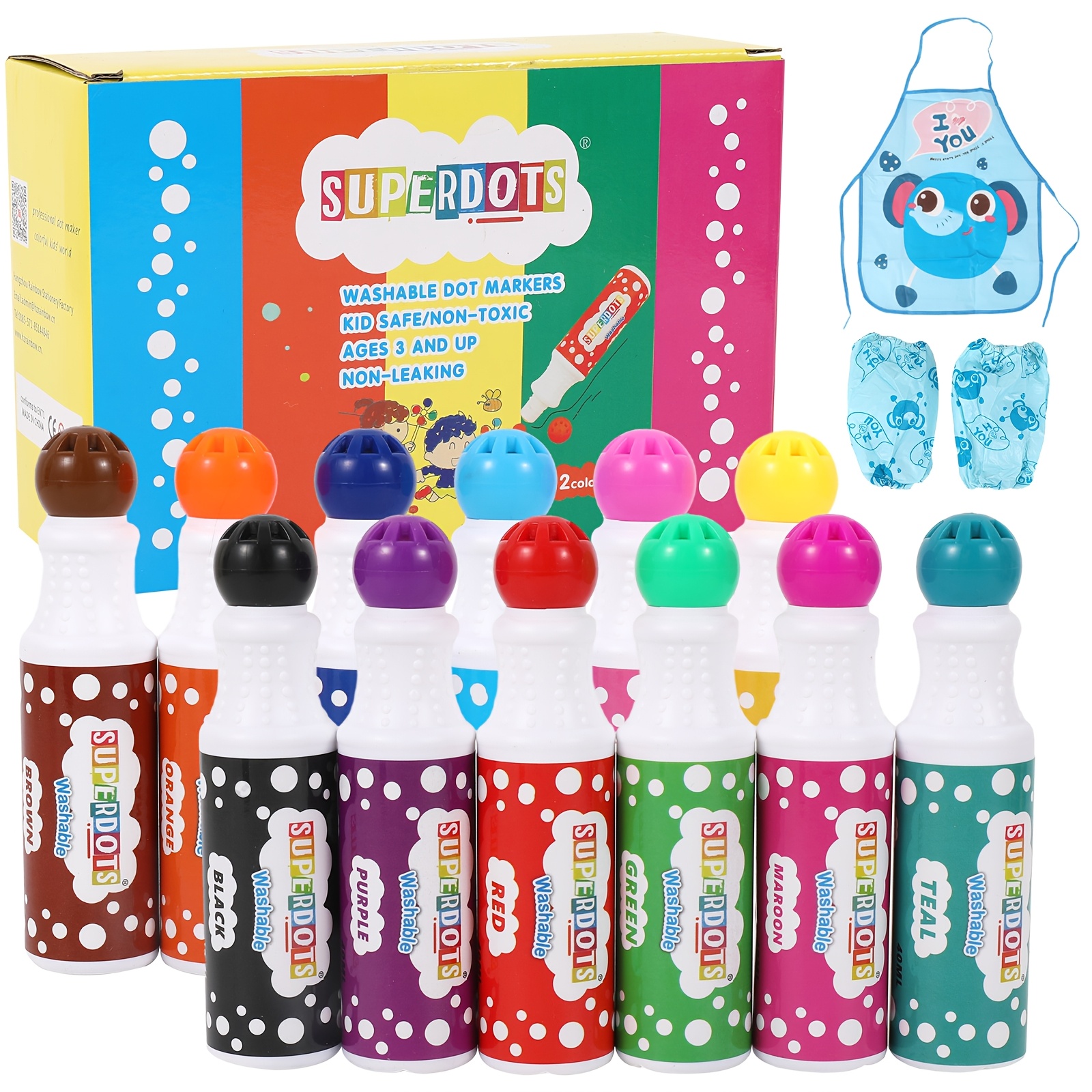 

12 Colors Bingo Daubers, Dot Makers, Washable Coloring Markers