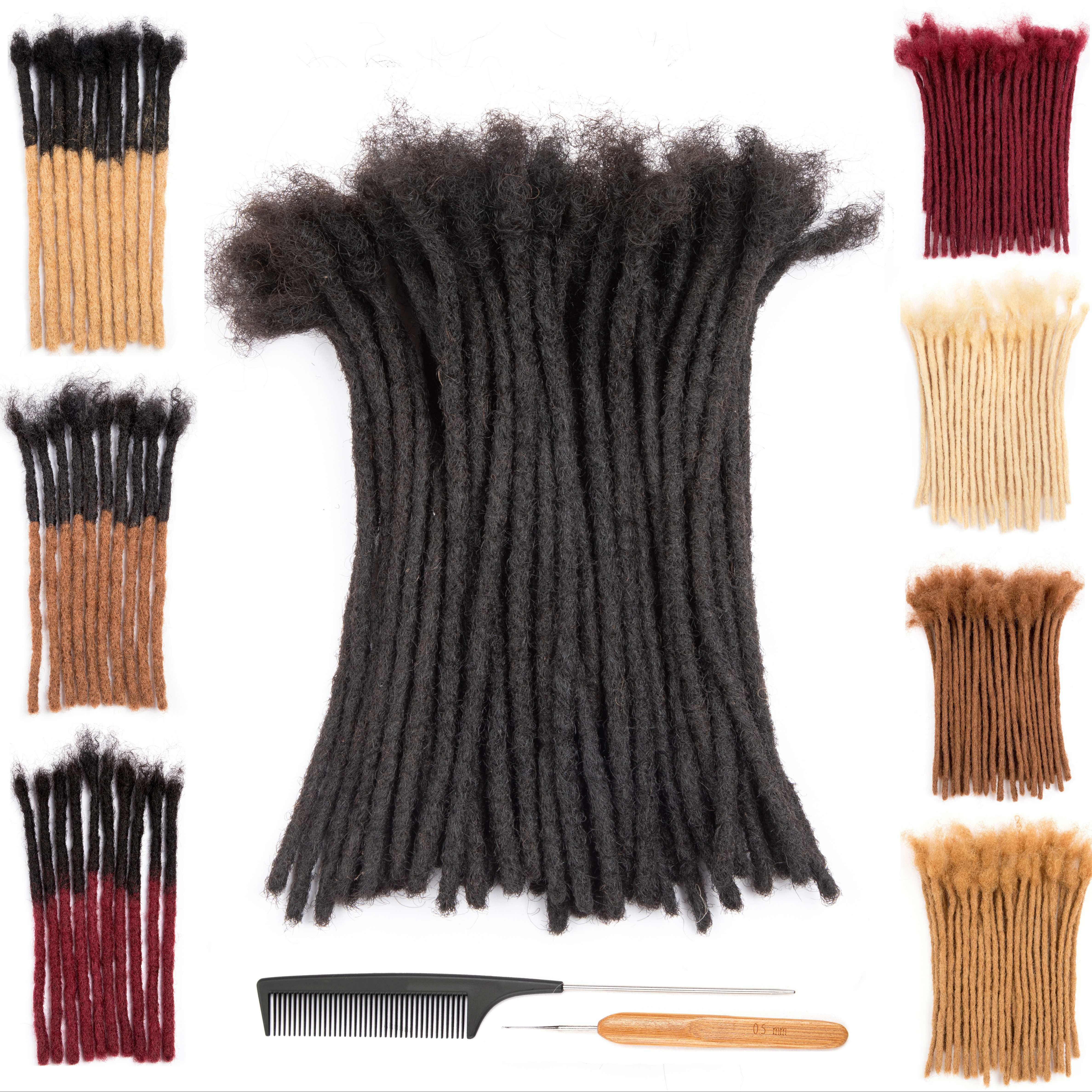 

0.4cm , 4-18 Inch Hair Dreadlock Extensions, Bundles (black, , Burgundy) With Comb & Tools, All - Dyed, , , Twisted