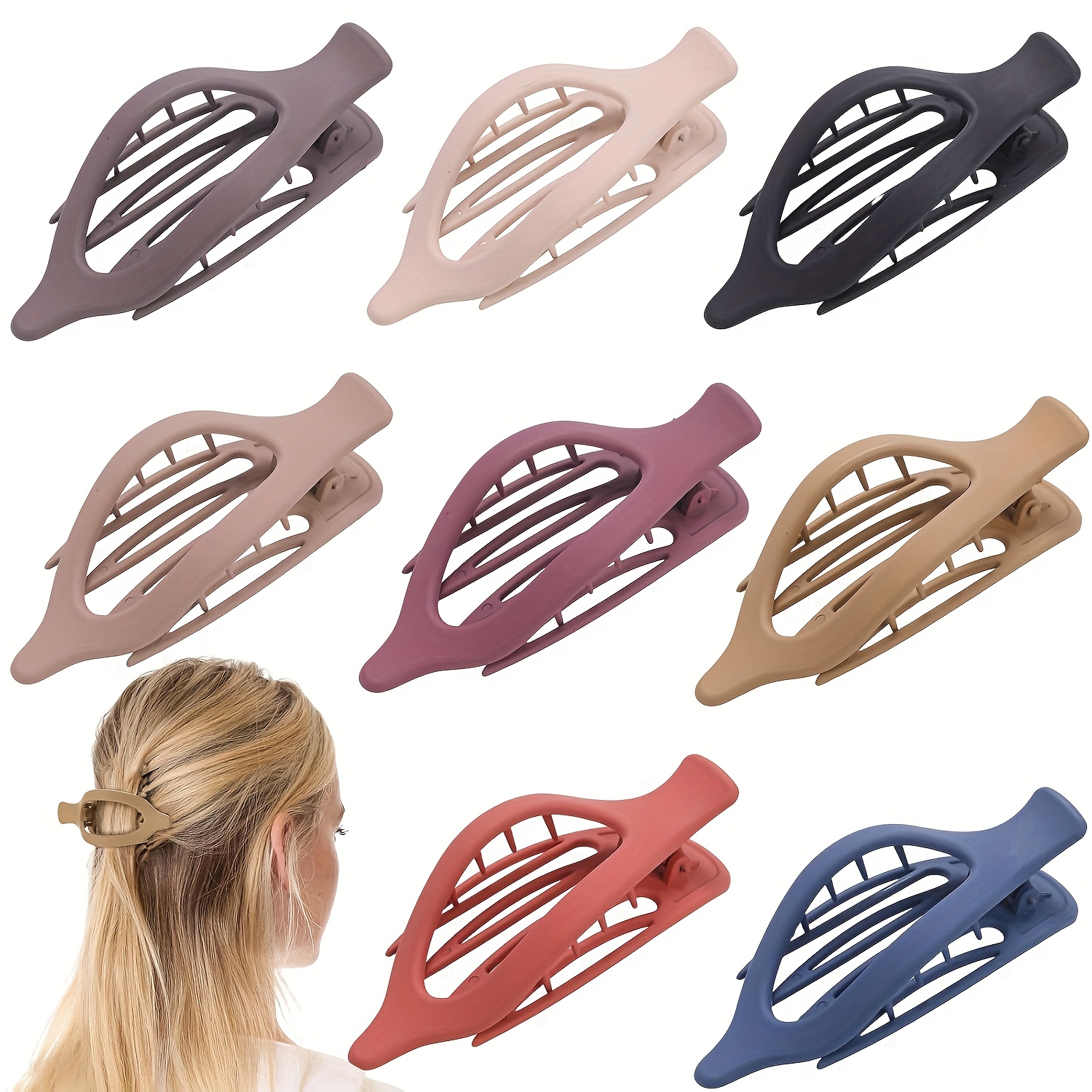 Image of 3/8pcs Large French Flat Side Hair Clips For Women Hair, No Slip Grip Lay Claw Clip Barrettes For Women Styling Accessories