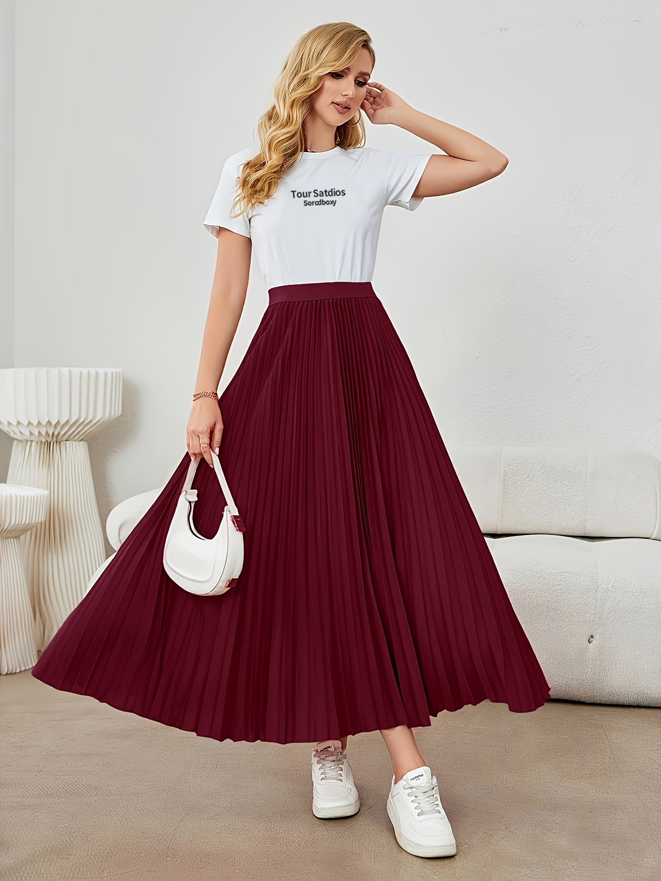 elegantna plisirana suknja visokog struka za žene women's