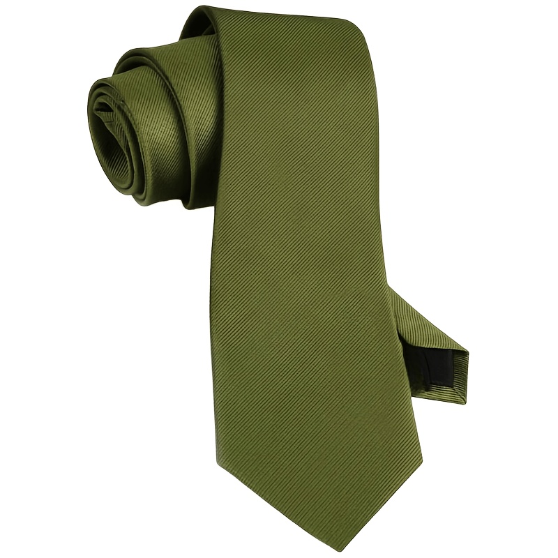 TEMU 1pc Men's 8cm Olive Green Ribbed Tie Wedding Party Tie