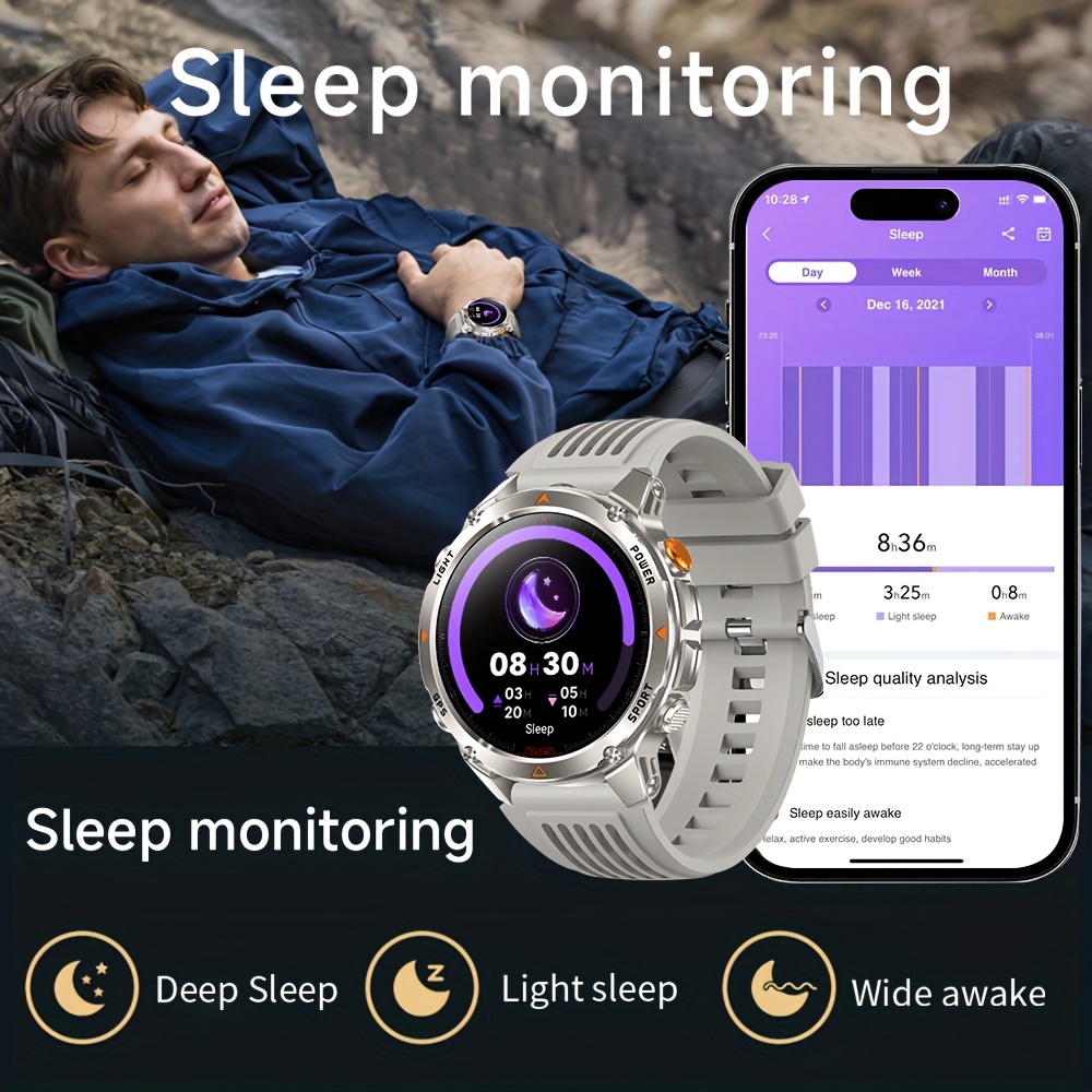 Heren Outdoor Smartwatch, GPS Nauwkeurige Positionering, Ingebouwd Kompas, LED Licht, 3ATM, Ondersteunt 100+ Sportmodi, Draadloze Gesprekken, Multimedia Informatie Weergave, Meerdere Weersmodi, Outdoor Avontuur Smart Armband, Metalen Behuizing Ontwerp