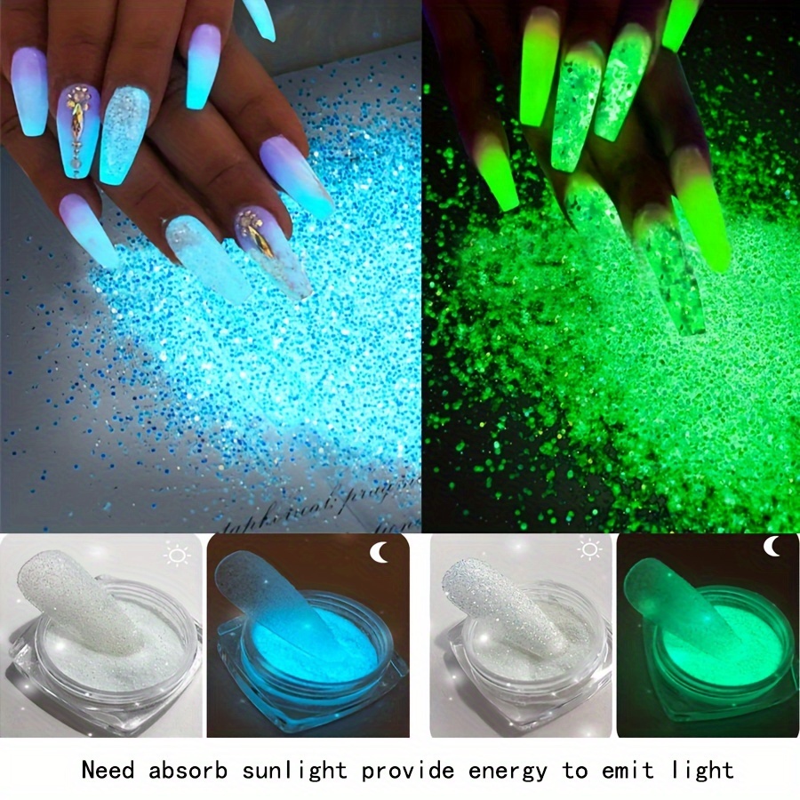 

2boxes Luminous Resin Glossy Powder For Nail Art, Long-lasting Fluorescent Pigment, Fluorescent Powder