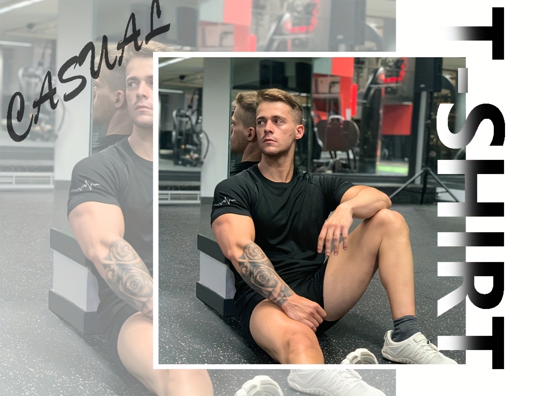 5 Pack Men's Casual Athletic Gym T-Shirts - Breathable Moisture-Wicking Mesh Short Sleeve Round Neck Shirts, Solid Color All-Season Workout & Casual Wear, Regular Fit, Durable Sportswear