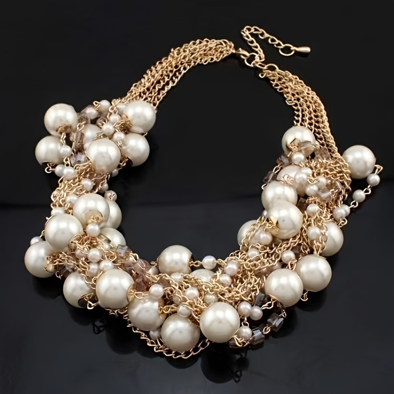 Vintage Boho Style Freshwater Pearl Necklace for Women, Beads Choker