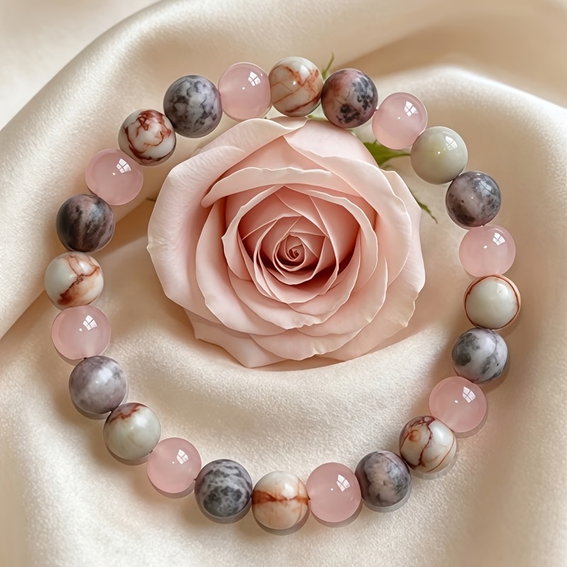 TEMU 1pc Natural Stone Success Bracelet, Made Of 8mm And Stones, Stimulating Creativity And Helping Our Goals, Bohemian Style, Suitable For Daily