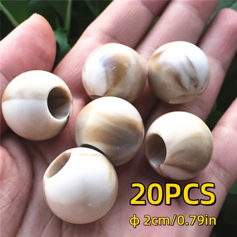 TEMU 10/20pcs Large Hole Round Beads Compatible For Diy Crafts, Making - Large Diameter (16/20mm) Acrylic Shell Beads With Large Central Hole, ( &