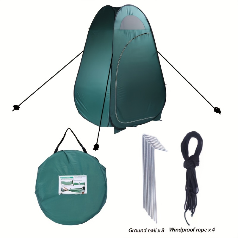 TEMU Outdoor Military Green Changing Tent Shower Tent Pop-up Steel Wire Skeleton Silvery Tape 120 * 120 * 190cm Easy To Store And Portable Outdoor Shading Changing Room