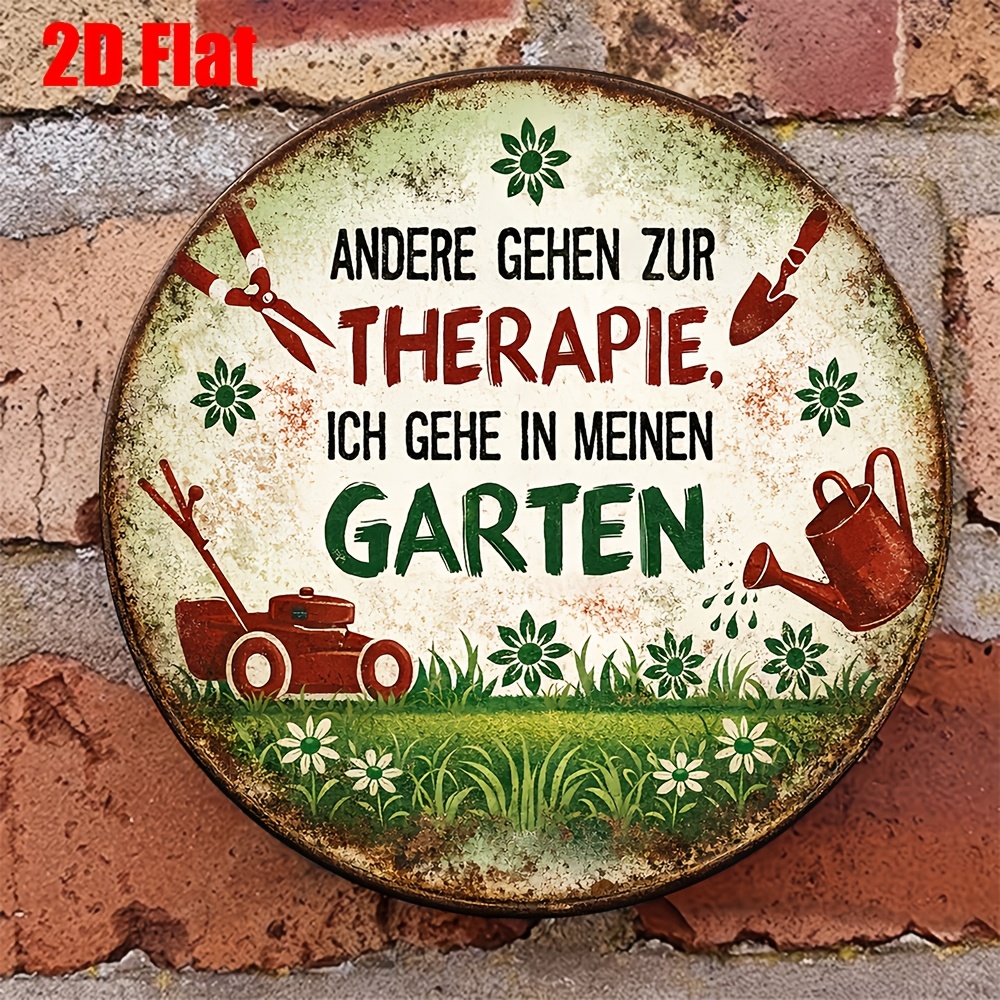 TEMU 2D Flat - . 8 X 8 Zoll/20 X 20 cm 2D Flaches Rundes Schild, Vintage Plakette über "Gartenbaupädagogik", " ist mein Heilort" Dekoschild, Geeignet
