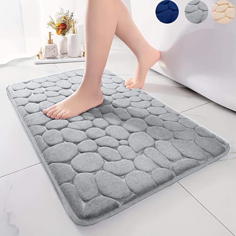 

1pc Softtouch Geometric-patterned Memory Foam Bath Mat, Non-slip, Quick-dry, Machine Washable, Polyester , Pvc-free, Knit Fabric, 458gsm, 1.4cm Thick, Ideal For Shower Room, Kitchen, Holiday Decor