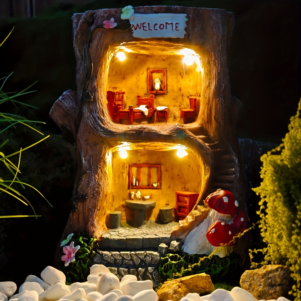 fairy tale treehouse resin sculpture whimsical elf Temu