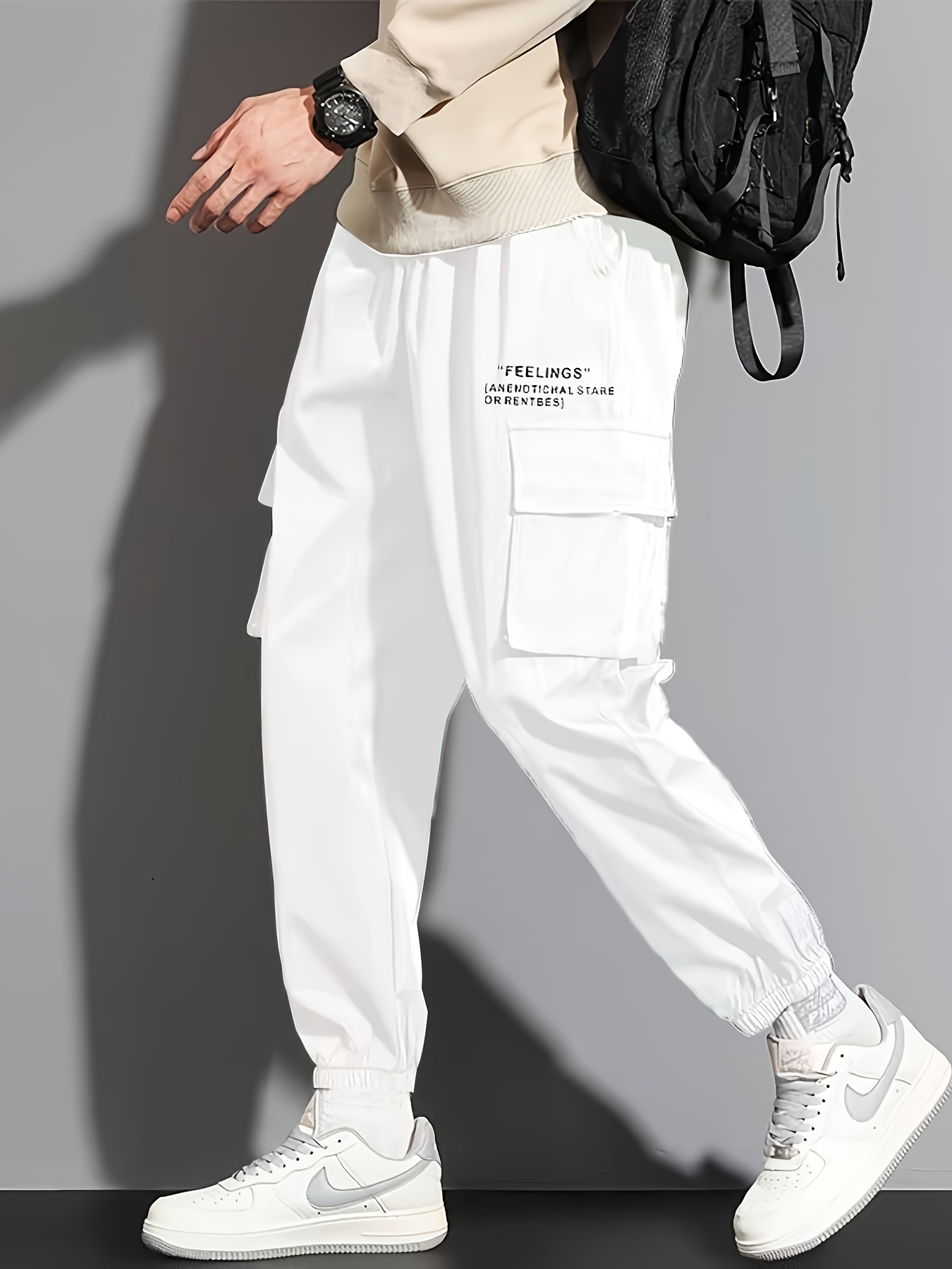men's casual white cargo pants 