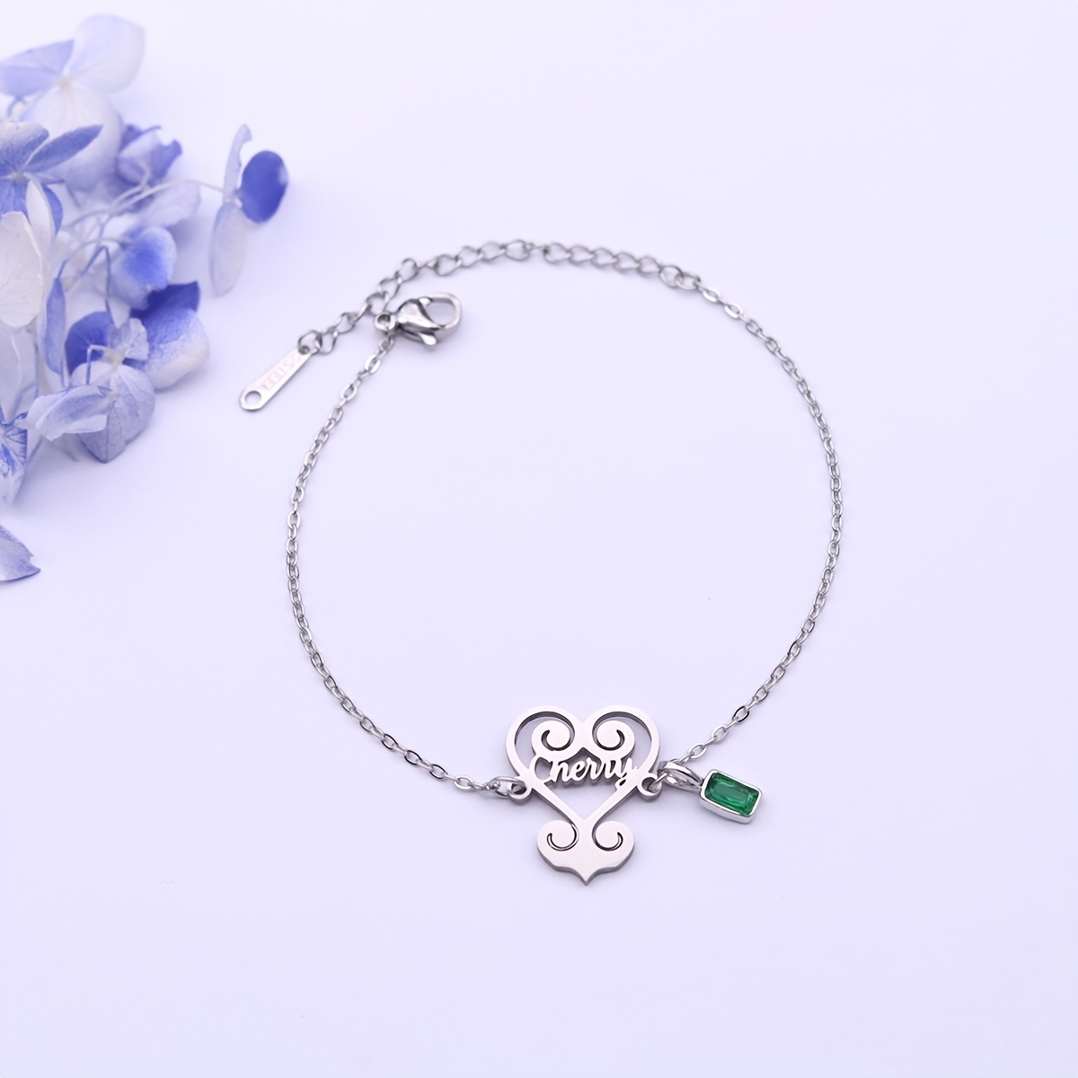 Personalized Engraved Heart Name Bracelet, Stainless Steel