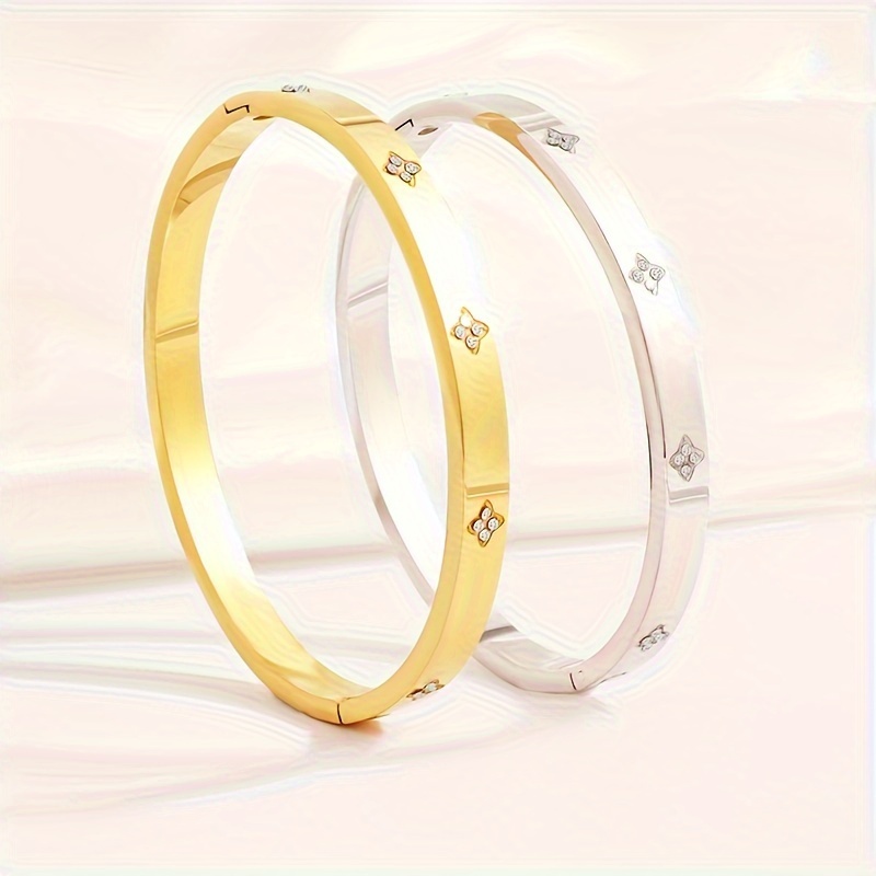 

2pcs Style Stainless Steel Bracelets With Accents, Waterproof Fashion Accessories For Men And Women, Ideal Jewelry Gifts For
