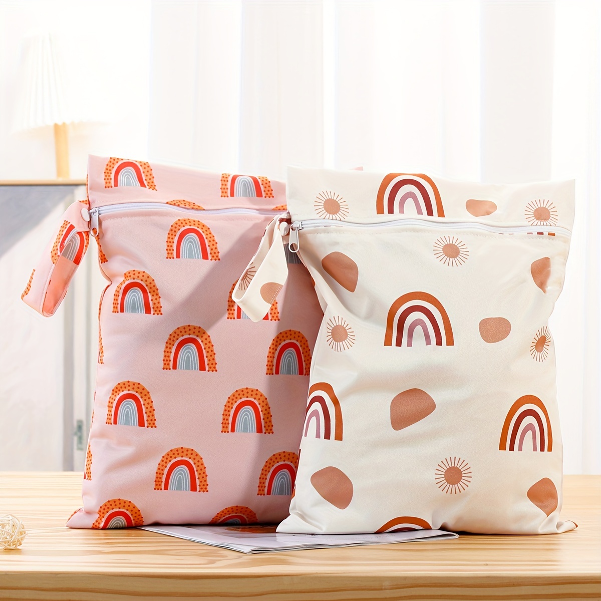 Image of 2pcs (10.2 X 14.1in) Diaper Bags, Portable Storage Bags, Wet Dry Bags
