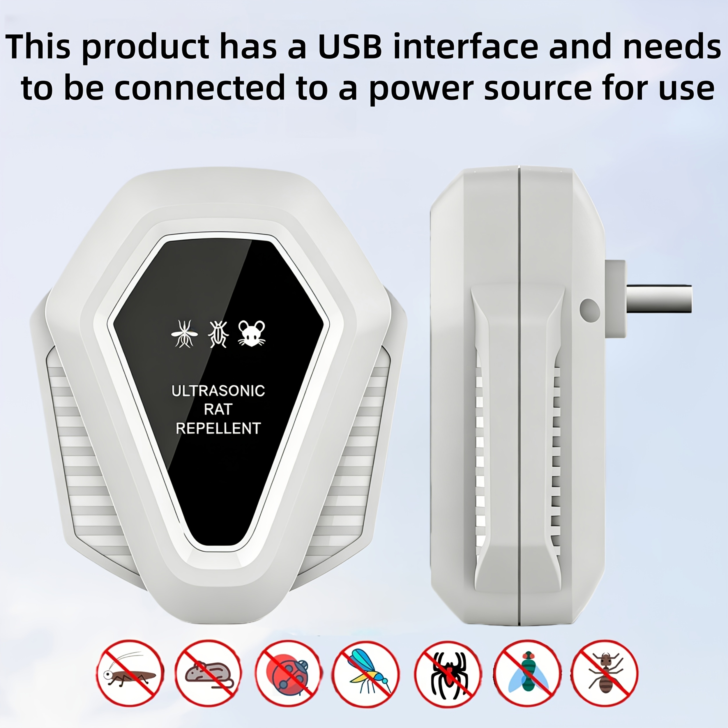 W29 White Electronic Cat, Three- Dynamic Frequency Conversion, Multi-frequency Rat Repeller Repeller Insect Repeller, Household Electronic Rat Repeller, Multiple Automatic Switching